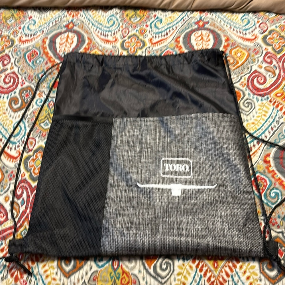 Toro black and grey drawstring backpack
